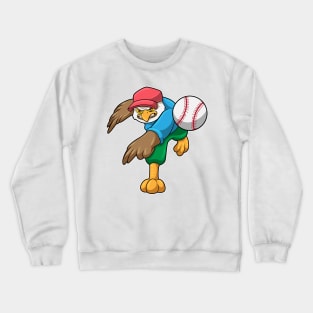 Hawk at Baseball with Baseball bat Crewneck Sweatshirt